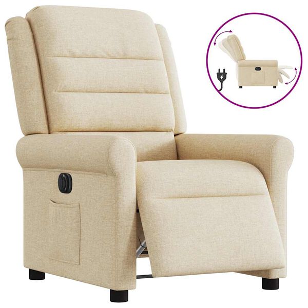 vidaXL Fauteuil inclinable &eacute;lectrique Cr&egrave;me Tissu