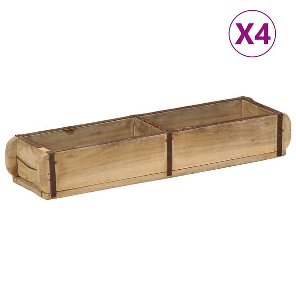 vidaXL Plateau 4 pcs Marron 57 x 15 x 9 cm Bois Recycl&eacute; Solide