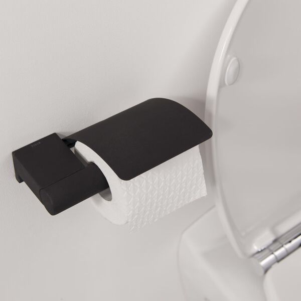 Tiger Porte-papier hygi&eacute;nique Bold Noir mat avec couvercle