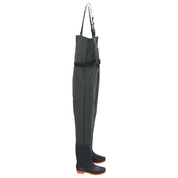 vidaXL Cuissardes avec bottes et ceinture vert fonc&eacute; taille 45