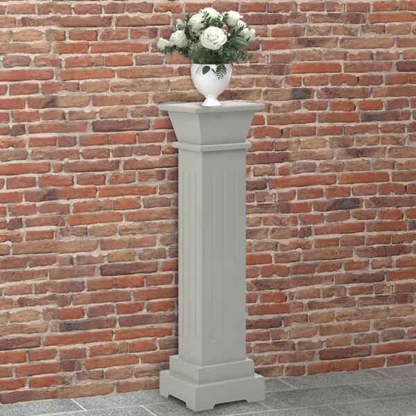 vidaXL Support pilier classique carr&eacute; pour plantes Gris 17x17x66cm MDF