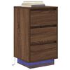 vidaXL Table de chevet avec lumi&egrave;res LED ch&ecirc;ne marron 38x34x65 cm