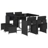 vidaXL Ensemble &agrave; manger de jardin 9pcs coussins noir r&eacute;sine tress&eacute;e