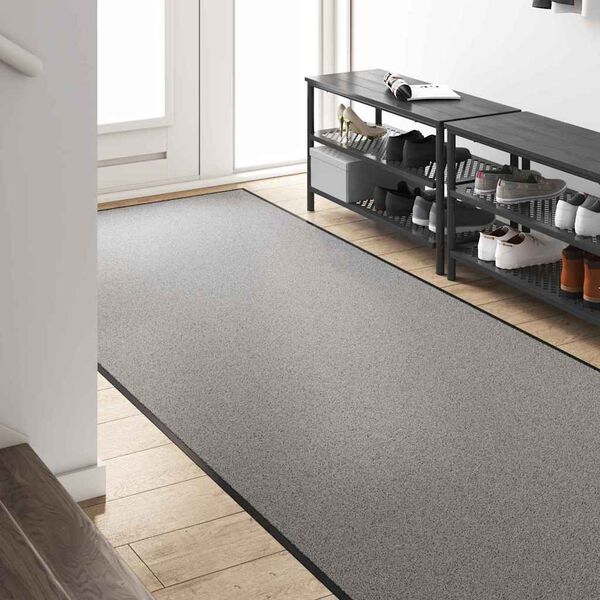 vidaXL Tapis d'entr&eacute;e Autre Gris et Noir 120 x 250 cm