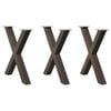 vidaXL Pieds de table &agrave; manger en forme de X, 3 pi&egrave;ces, acier naturel, 80 x (72-73) cm
