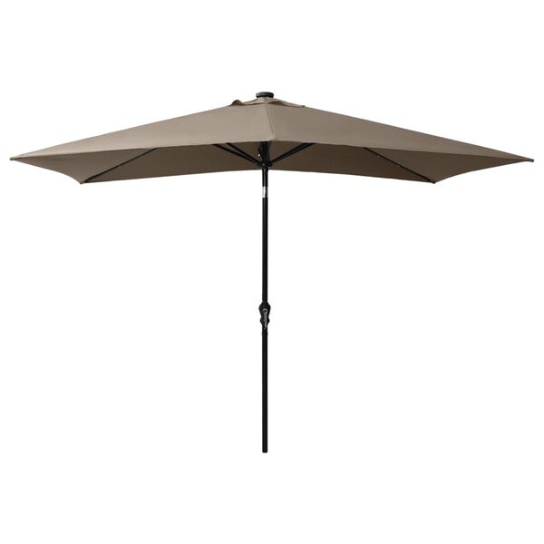 vidaXL Parasol de jardin avec LED et m&acirc;t en acier taupe 2x3 m