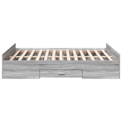 vidaXL Cadre de lit avec tiroirs sans matelas sonoma gris 140x190 cm