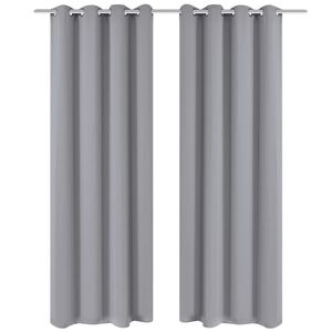 vidaXL Rideau occultant 2 pcs avec &oelig;illets m&eacute;talliques 135x175 cm Gris