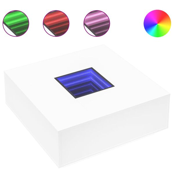vidaXL Table basse avec LED infini blanc 100x100x40 cm
