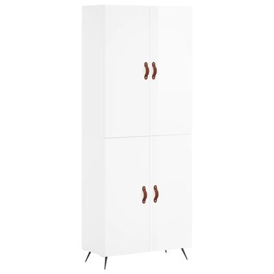 vidaXL Buffet haut Blanc brillant 69,5x34x180 cm Bois d'ingénierie