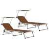 vidaXL Chaises longues pliables et toit lot de 2 Aluminium textil&egrave;ne