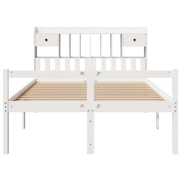 vidaXL Lit biblioth&egrave;que sans matelas blanc 140x200 cm bois pin massif