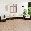 vidaXL Salon de jardin 6 pcs avec coussins R&eacute;sine tress&eacute;e Marron