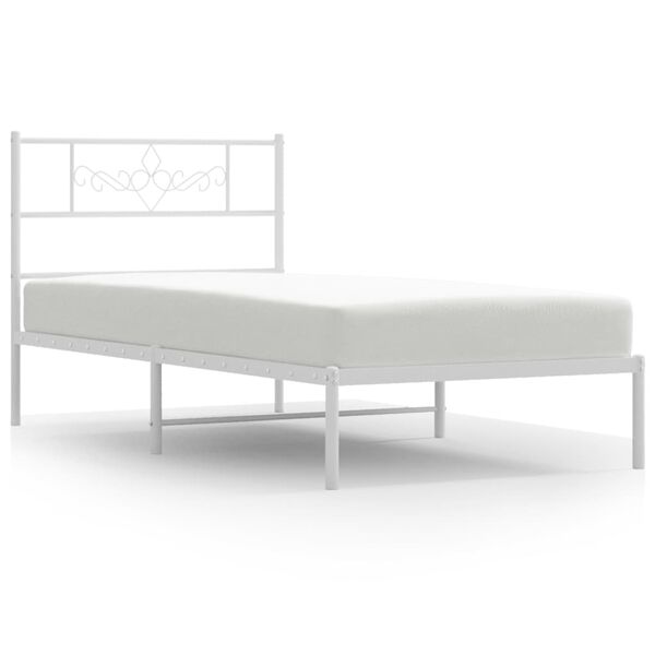 vidaXL Cadre de lit m&eacute;tal sans matelas avec t&ecirc;te de lit blanc 80x200cm