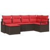 vidaXL Ensemble de Canap&eacute;s 6 pcs Marron et rouge polyrotin