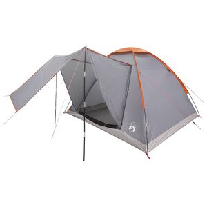 vidaXL Tente de camping 4 personne Gris et orange Polyester et Acier