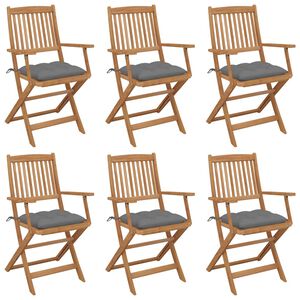 vidaXL Chaises pliantes 6 pi&egrave;ces avec coussins en bois d'acacia massif