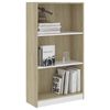 vidaXL Biblioth&egrave;que 3 niveaux Blanc et ch&ecirc;ne sonoma Bois ing&eacute;nierie