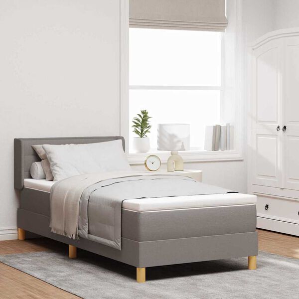 vidaXL Lit &agrave; ressorts avec matelas Taupe 200 x 90 cm Polyester