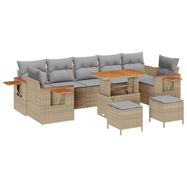 vidaXL Ensemble de canap&eacute; de jardin 10 pcs Beige et Gris clair