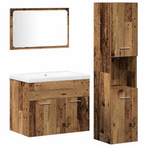 vidaXL Ensemble de mobilier de salle de bain avec &eacute;tag&egrave;re 4 pcs Marron