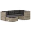 vidaXL Salon de jardin 5 pcs avec coussins Gris R&eacute;sine tress&eacute;e