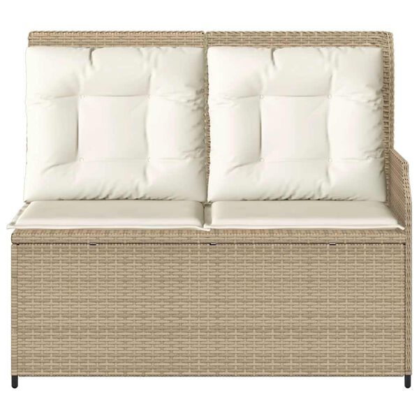 vidaXL Banc inclinable de jardin avec coussins beige r&eacute;sine tress&eacute;e