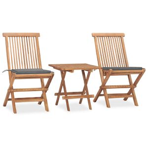 vidaXL Ensemble &agrave; manger d'ext&eacute;rieur pliable avec coussin 3 pcs Teck