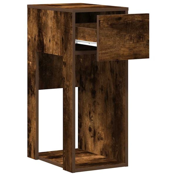 vidaXL Support de tour d'ordinateur et tiroir ch&ecirc;ne fum&eacute; 30x44x74 cm