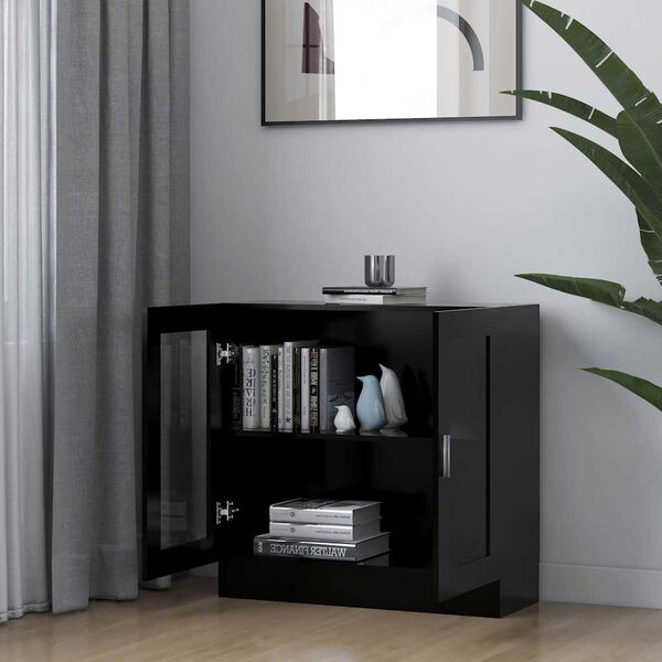 vidaXL Armoire &agrave; vitrine noir 82,5x30,5x80 cm Bois d'ing&eacute;nierie