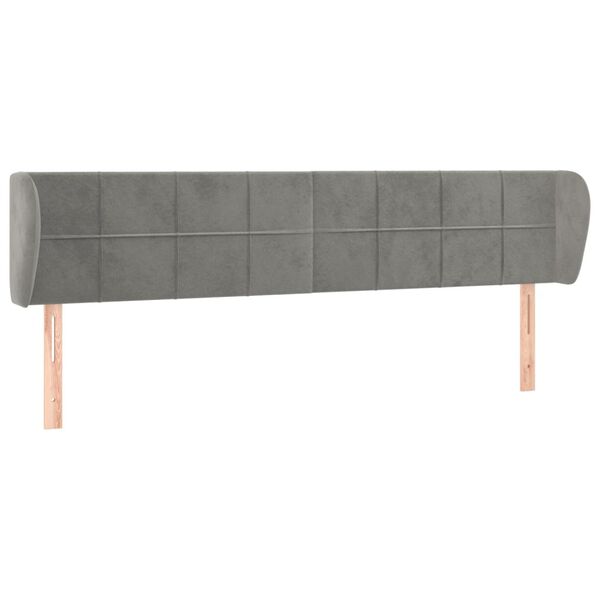 vidaXL T&ecirc;te de lit avec oreilles Gris clair 203x23x78/88 cm Velours