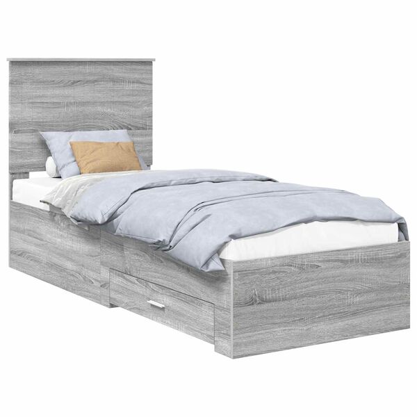 vidaXL Cadre de lit avec t&ecirc;te de lit Sonoma Gris et Argent 70 x 190 cm