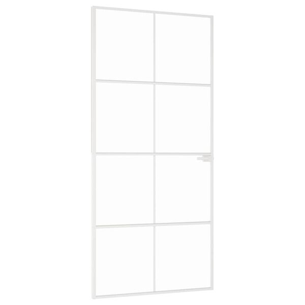 vidaXL Porte d'intérieur Blanc 93x201,5 cm Trempé verre aluminium fin