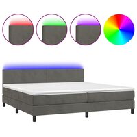 vidaXL Sommier à lattes de lit avec matelas LED Gris foncé 200x200 cm