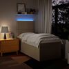 vidaXL Sommier &agrave; lattes de lit avec matelas Cr&egrave;me 90x200 cm Tissu