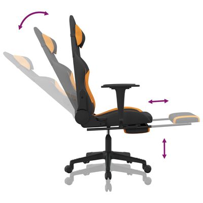 vidaXL Chaise de jeu avec repose-pied Noir et orange Tissu