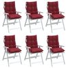 vidaXL Coussins de chaise &agrave; dossier bas lot de 6 rouge bordeaux