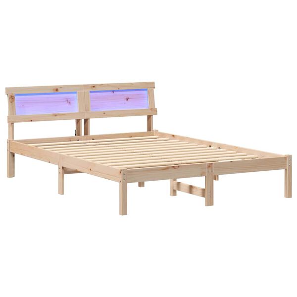 vidaXL Cadre de lit avec t&ecirc;te de lit Marron 140 x 190 cm Pin massif