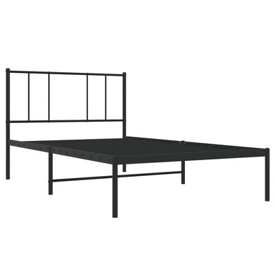 vidaXL Cadre de lit métal sans matelas avec tête de lit noir 100x200cm