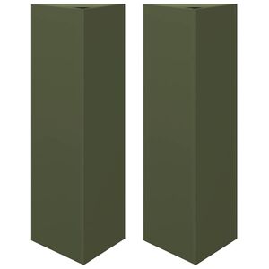 vidaXL Jardini&egrave;res 2 pcs vert olive triangulaire 30x26x75 cm acier