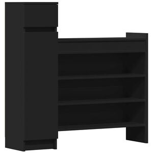 vidaXL Armoire &agrave; chaussures noir 100,5x28x100 cm bois d'ing&eacute;nierie