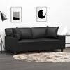 vidaXL Canap&eacute; 2 places avec oreillers d&eacute;coratifs noir 140cm similicuir