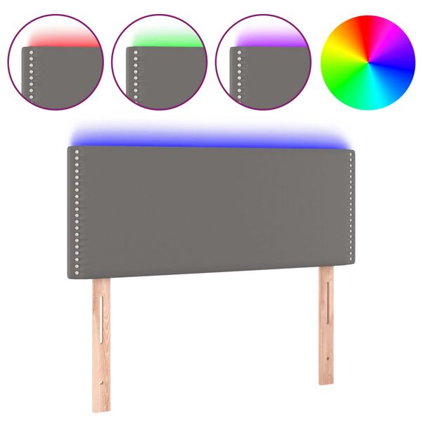 vidaXL T&ecirc;te de lit &agrave; LED Gris 90x5x78/88 cm Similicuir