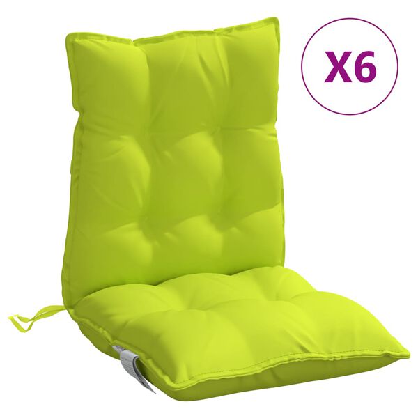 vidaXL Coussins de chaise &agrave; dossier bas lot de 6 vert vif
