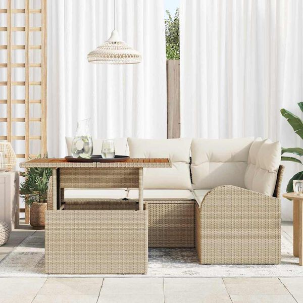 vidaXL Ensemble de canap&eacute; de jardin 5 pcs Beige Poly rotin