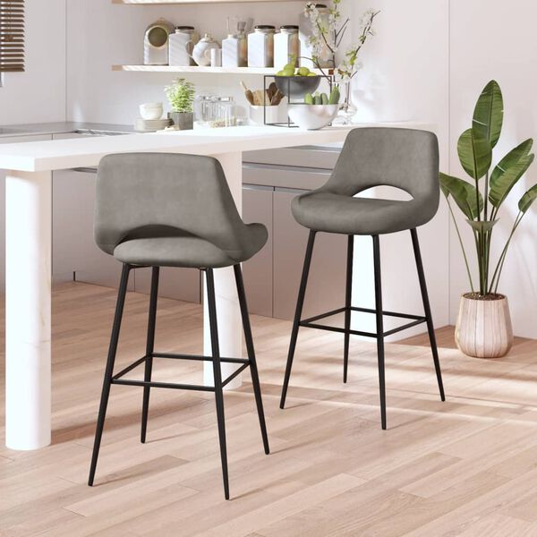 vidaXL Tabourets de bar lot de 2 gris fonc&eacute; velours