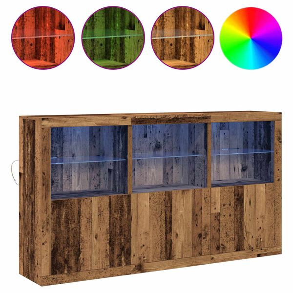 vidaXL Buffet LED Bois ancien 181,5 x 37 x 100 cm Bois d'ing&eacute;nierie