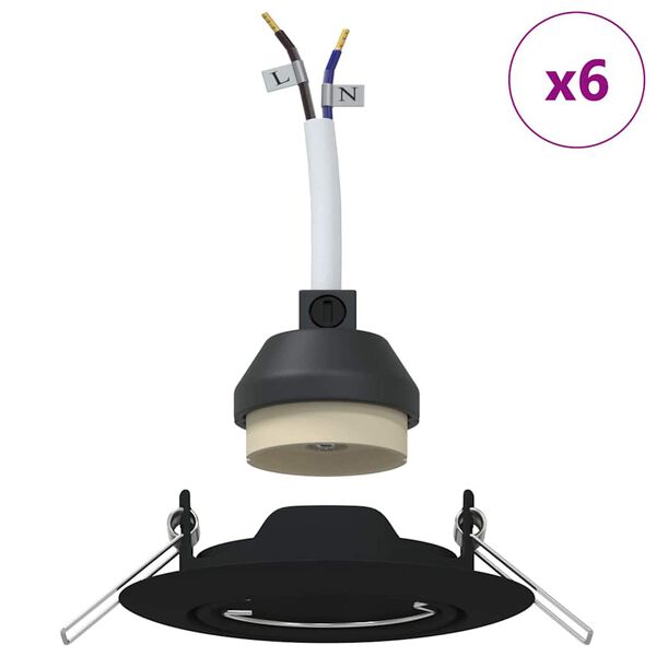 vidaXL Projecteur 6 pcs Noir 9 x 9 x 2,5 cm M&eacute;tal