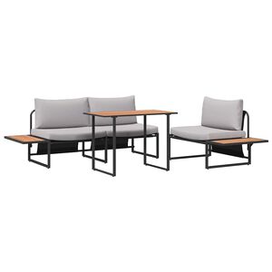 vidaXL Ensemble de salle &agrave; manger pour jardin 3 pc Gris clair Acier