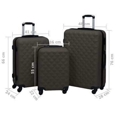 vidaXL Ensemble de valises rigides 3 pcs Anthracite ABS